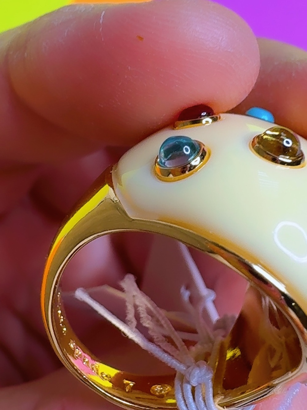 kate spade Yellow Enamel Owl Ring with Multicolor Gem Accents - Picture 5 of 5
